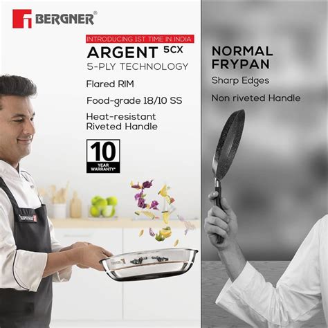 Buy BERGNER Argent 5cx Silver Stainless Steel Frying Pan - 20cm from ...