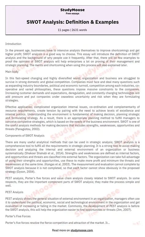 Image result for SWOT Paper Example