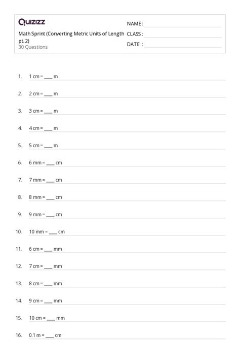 50+ Converting Metric Units worksheets on Quizizz | Free & Printable