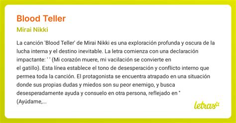 Significado de la canción BLOOD TELLER (Mirai Nikki) - LETRAS.COM