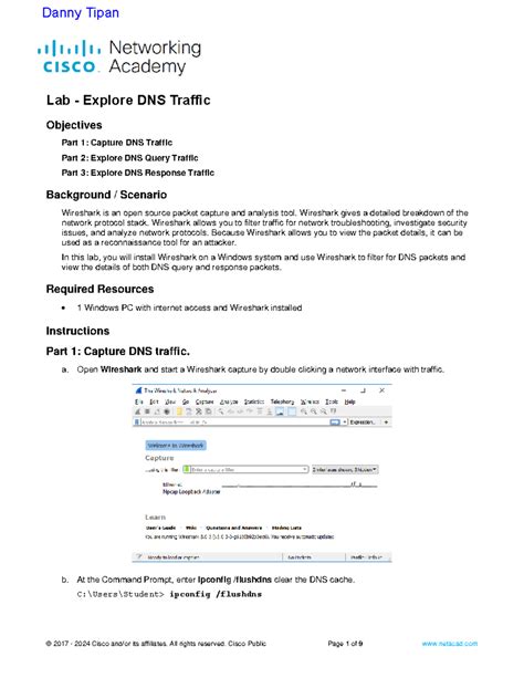 3.8.8 Lab - Explore DNS Traffic - Lab - Explore DNS Traffic Objectives ...