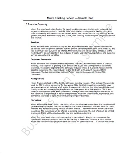 Trucking Company Business Plan 的图像结果