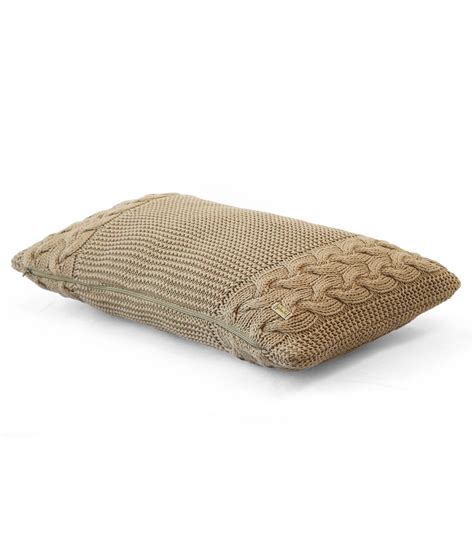 Archer Cotton Knitted Decorative Latte Color 12 x 20 Inches Cushion Co ...