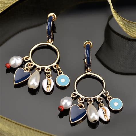 Buy Gold Plated Charmy Pearl & Shell Drop Earrings - Accessorize India
