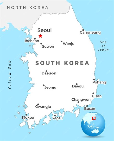 Premium Vector | South Korea 3d map with borders of regions and its capital