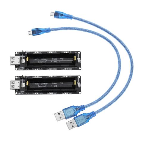 2 Set of 18650 Lithium Li-ion Battery Expansion Shield 5V-3V Micro USB ...