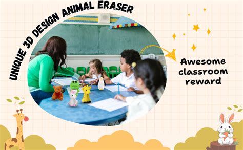 Sakuya Collectible 3D Animal Erasersr 4 Nos - Great for Classroom ...
