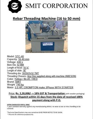 Bar Threading Machine - Tmt Bar Chaser Threading Machine Manufacturer ...