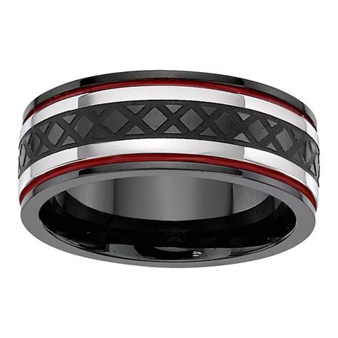 LYNX Men's Iron Plated Stainless Steel Textured Ring