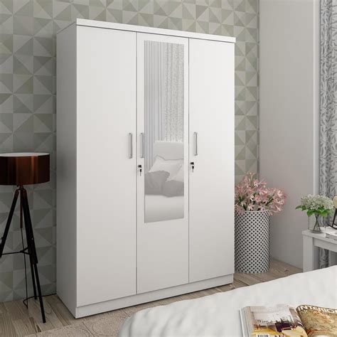 Buy Helios Reynan 3-Door Wardrobe with Mirror - White from Helios by ...