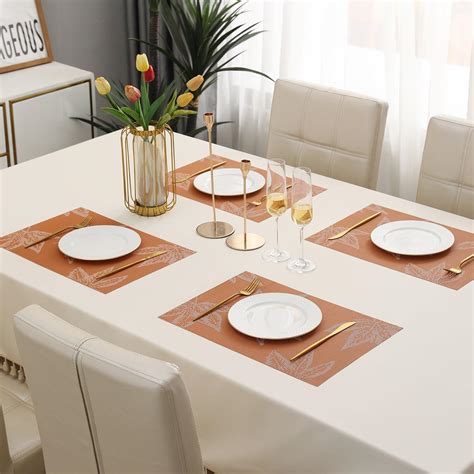PVC Dining Table Mats, Orange Maple Leaf – HOKIPO | Har Ghar ka Humsafar