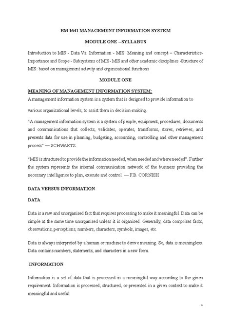 BM 1641 MANAGEMENT INFORMATION SYSTEMS: MODULE ONE NOTES - Studocu
