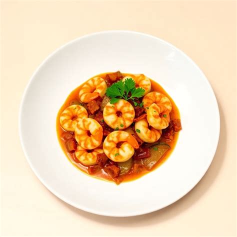 Shrimp and Bacon Ragout Fan Dinner Plate Recipe | cookAIfood