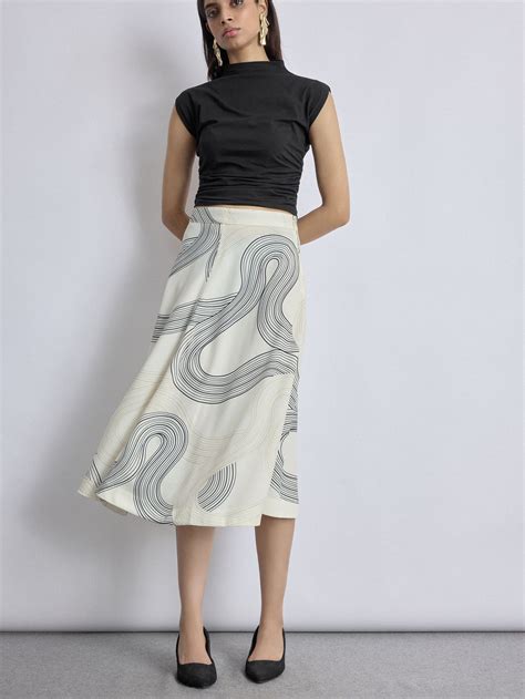 White Groovy Print Midi Skirt – The Label Life