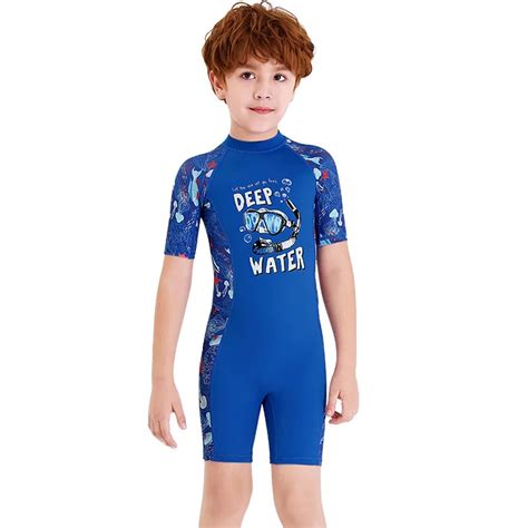 Half Sleeves Cobalt Blue Kids Swimwear Jellyfish printed Knee Length ...