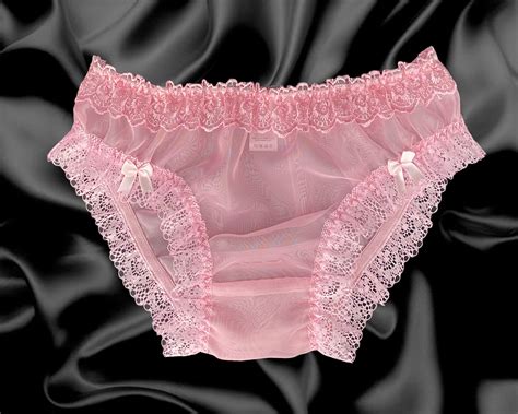 Baby Pink Sissy Sheer Nylon Frilly Satin Bow Briefs Panties Knickers ...