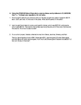 Image result for PEMDAS Word Problem Examples