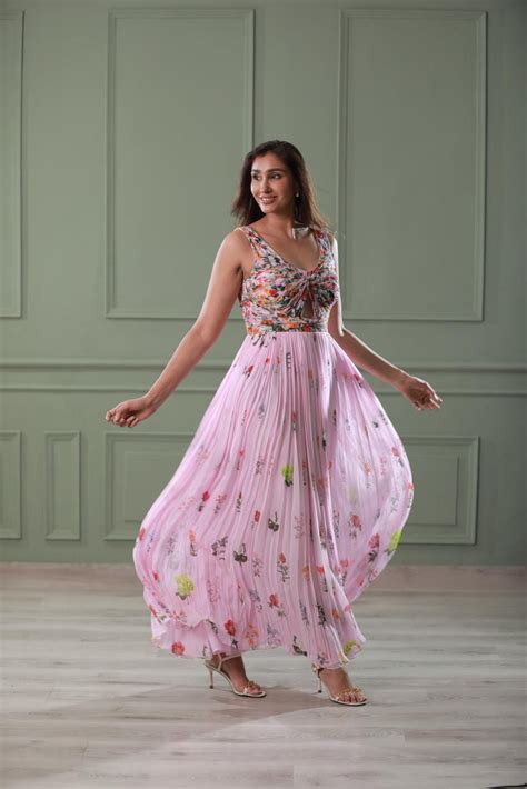 One Piece Floral Georgette Dress – Kahani Lush