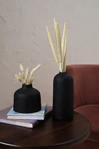Buy PUREZENTO Black Ceramic Kimono Vase Set of 2 | Decorative Vases for ...