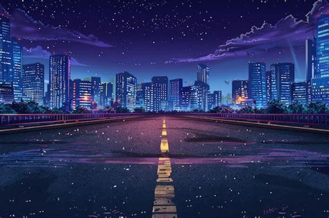 City night view from asphalt road | Premium AI-generated image