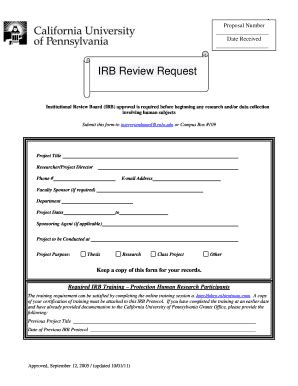 Cal U Irb Review Request Form - Fill and Sign Printable Template Online