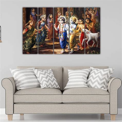 Inephos Multiple Frames Beautiful Lord Krishna in Gokul Religious Wall ...