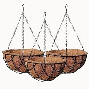 FOBHIYA® Metal Hanging Planter Basket with Coco Coir Liner and Chain ...