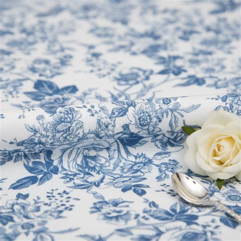 French Toile 132" Round Tablecloth - Blue– CV Linens