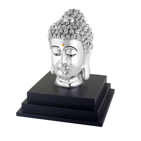 Silver 990 Buddha Head Showpiece ~ CaratCafe