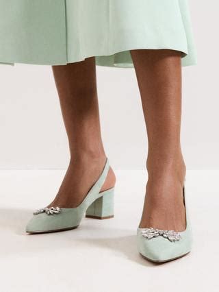 Phase Eight Sparkle Block Heel Suede Court Shoes, Pale Green