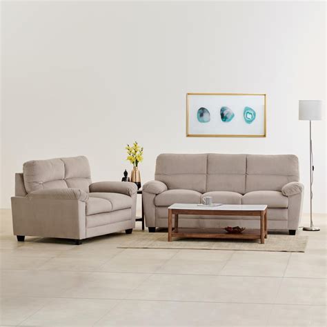 Buy Helios Mojo Velvet 3+2 Seater Sofa Set - Greige from Helios by Home ...