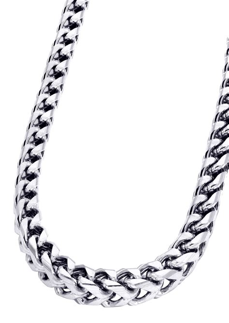 14K White Gold Mens Solid Franco Chain – goldurban.com