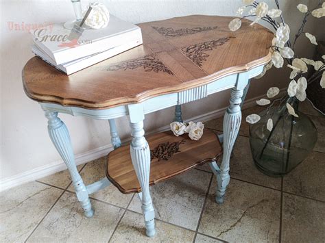 French Antique Entryway Table Refinished Country Blue Peony Flowers