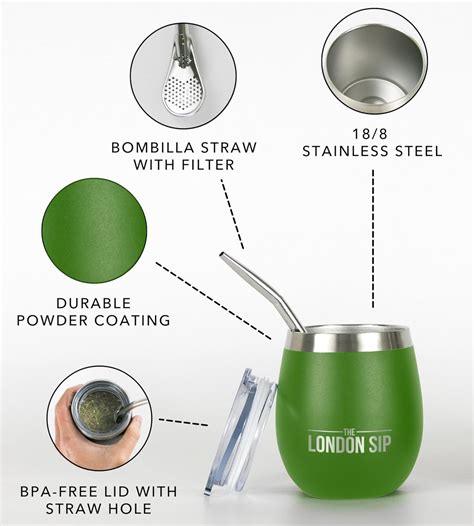 TheLondonSip London Sip Yerba Mate Cup and Bombilla Set, Includes India ...