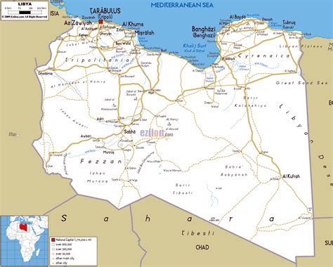 Large road map of Libya with cities and airports | Libya | Africa | Mapsland | Maps of the World
