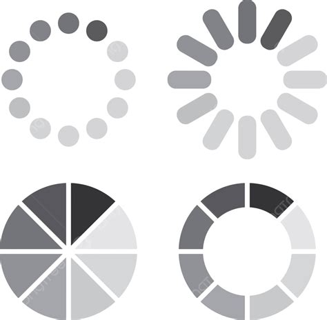 Collection Of Simple Web Preloaders In Grayscale Upload Pc Set Vector ...