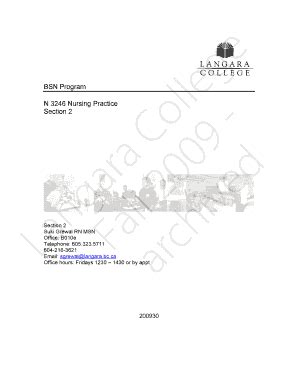 Fillable Online BSN Program N 3246 Nursing Practice Section 2 Fax Email ...