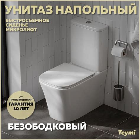 Унитаз напольный безободковый с быстросъемным сиденьем микролифт Teymi ...