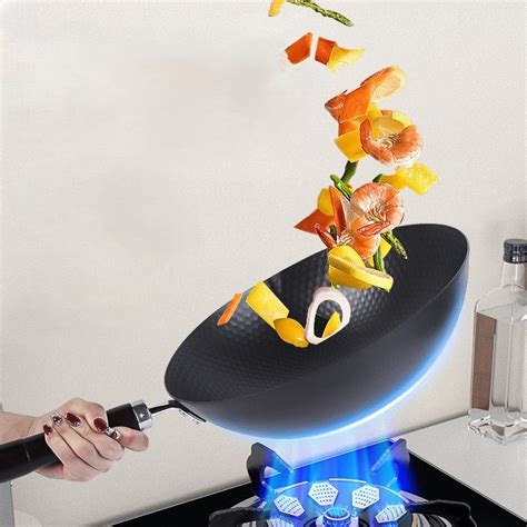 Buy Traditional Uncoated Iron Wok with Wooden Handle Online