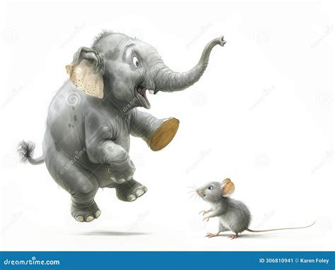 Elephant Frightened Of Mechanical Mouse Vector Illustration ...