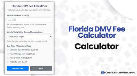Florida Car Registration Fee Calculator – CarsCounsel