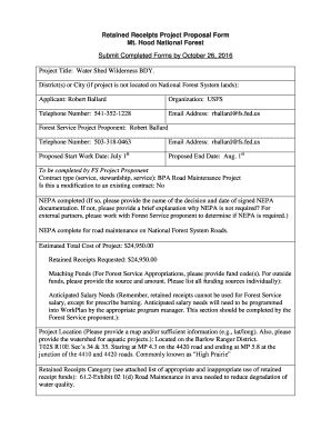 Fillable Online hoodriverswcd Retained Receipts Project Proposal Form ...