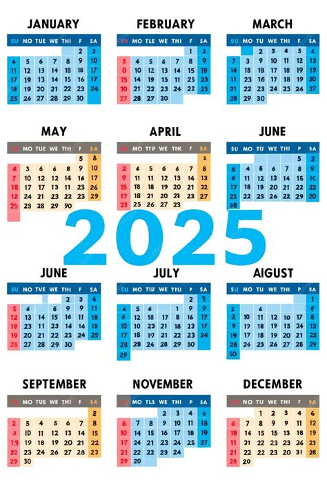 Calendário básico de 2025 em fundo branco Planejador anual simples e ...