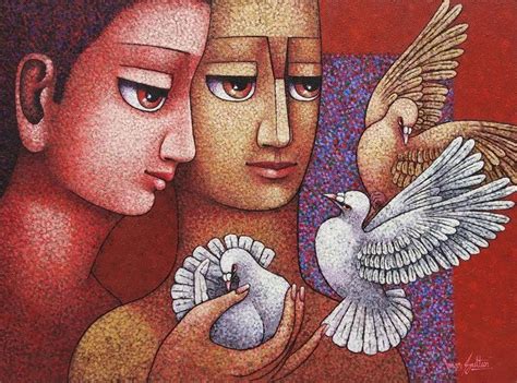 "Untitled 6": Red Oil Painting (48x64) by Amar Sultan | ArtZolo.com