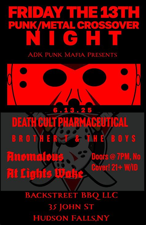 Friday The 13th Punk/Metal Crossover Night/ Anomalous, Death Cult ...