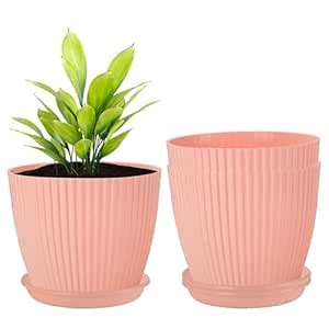 Kuber Industries 3 Pcs Flower Pots for Garden with Tray & Planters for ...
