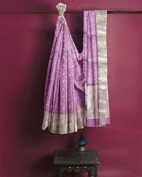 Lavender Handwoven Chanderi Saree with Silver Zari Detailing - The ...