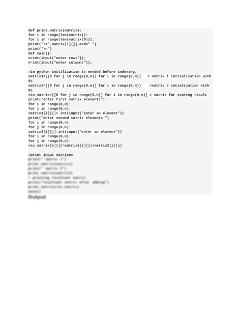 Image result for Matrix Addition Python