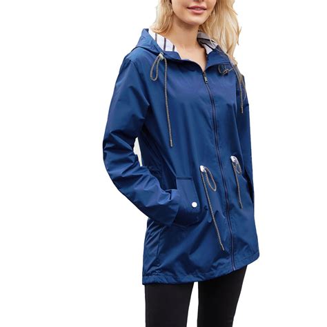Qeaghou Womens Packable Rain Jacket Lightweight Windbreaker Waterproof ...