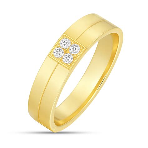 Gold-Plated CZ Silver Mens Band Ring (oneSize) – Zavya